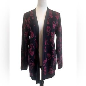 Croft & Barrow Black and egg plant Floral Cardigan